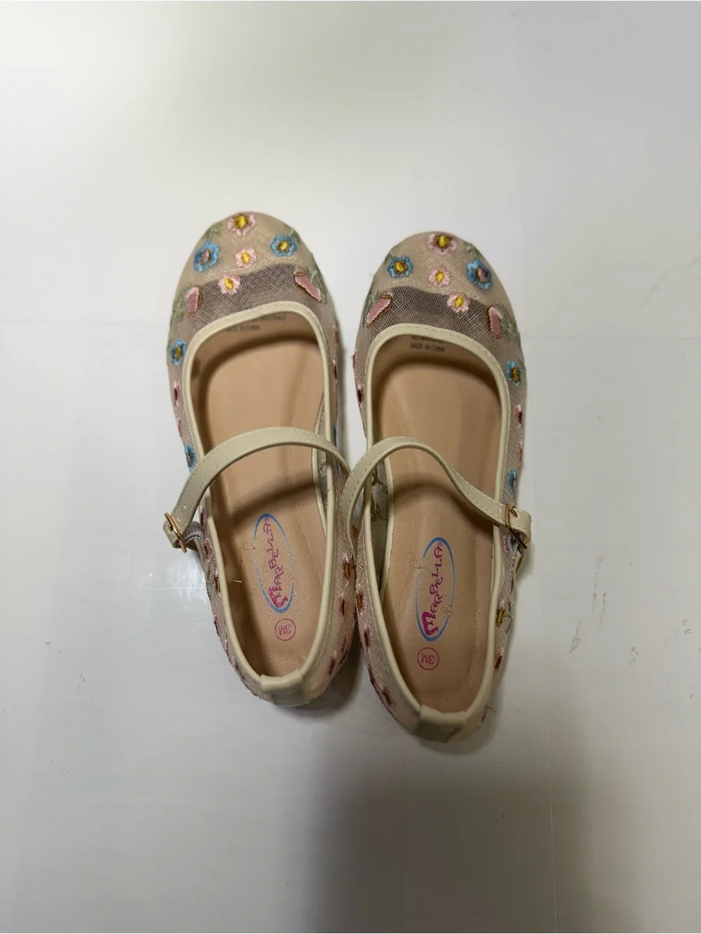 Girls' Cream Floral Mary Jane Dress Shoes school shoes
